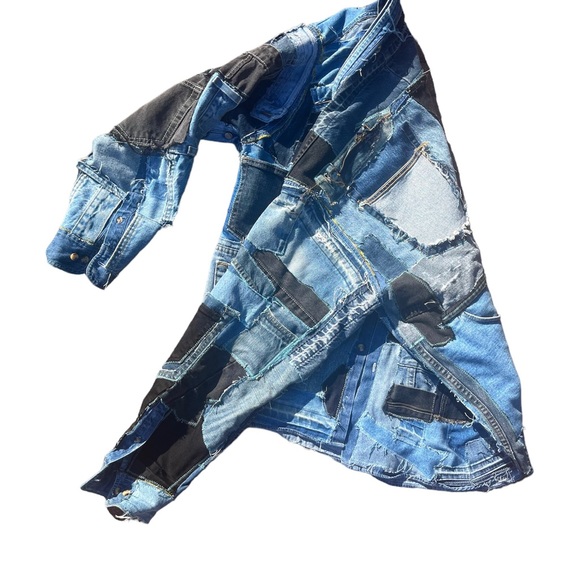 Patchwork Denim Flannel Reworked - Picture 3 of 7